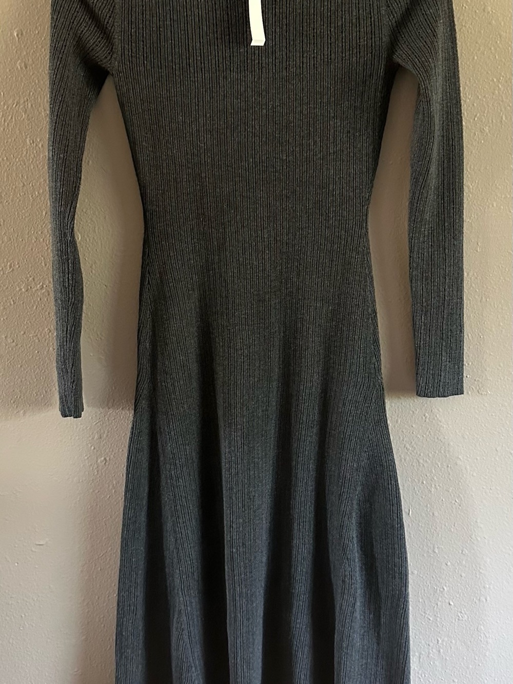 Madewell yRibbed Long Sleeve Knit Dress in Charcoal Gray